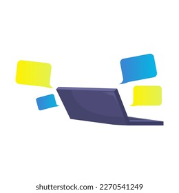 flat design laptop with bubble text