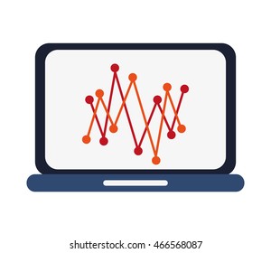 flat design laptop frontview with graph icon vector illustration
