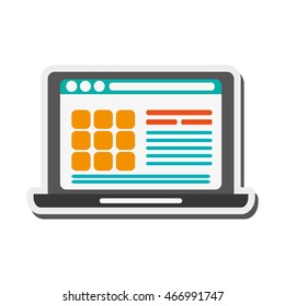 flat design laptop frontview icon vector illustration