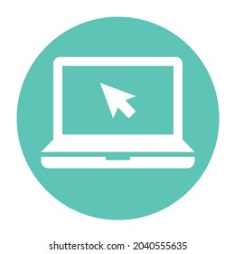 flat design laptop icon template equipped with arrow pointer.