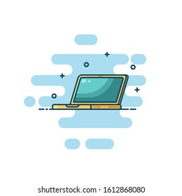 Flat design laptop illustration. For sticker, web line page and more.