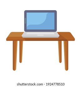 
Flat design of laptop table icon