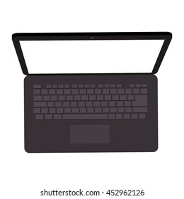 Flat Design Laptop Topview Icon Vector Illustration