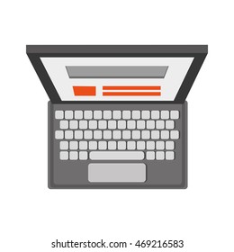 flat design laptop topview icon vector illustration
