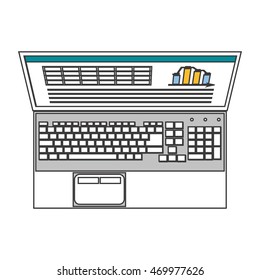 flat design laptop topview icon vector illustration
