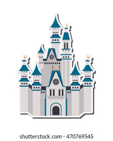 flat design large castle icon vector illustration