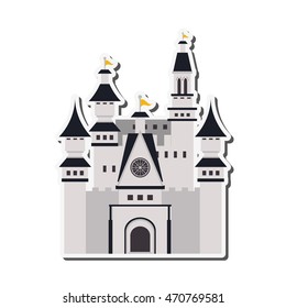 flat design large castle icon vector illustration