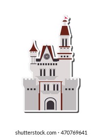 flat design large castle icon vector illustration