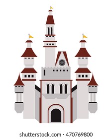 flat design large castle icon vector illustration