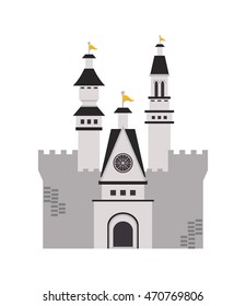 flat design large castle icon vector illustration