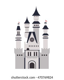 flat design large castle icon vector illustration