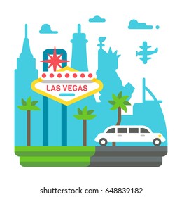 Flat design Las Vegas illustration vector