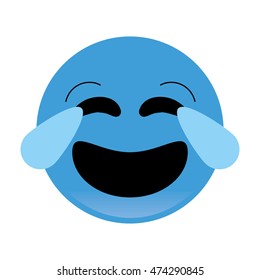 flat design laughing emoticon icon vector illustration