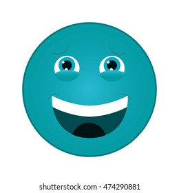 flat design laughing emoticon icon vector illustration