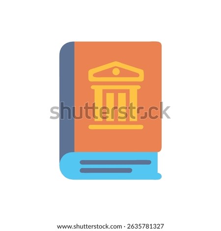 Flat design law book illustration with courthouse graphic