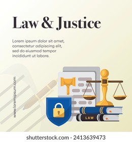 Flat design law firm template social media post