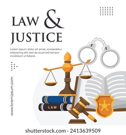 Plantilla de firma de leyes de diseño plana en medios sociales