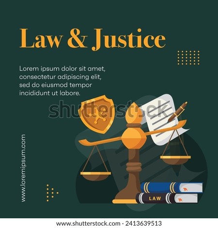 Flat design law firm template social media post