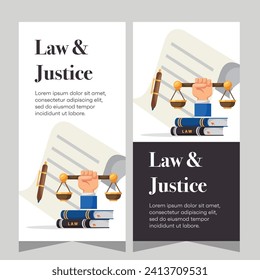 Flat design law firm vertical banner template. Premium banner template