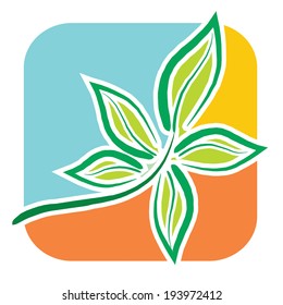 Flat design - leaf illustration with abstract color background