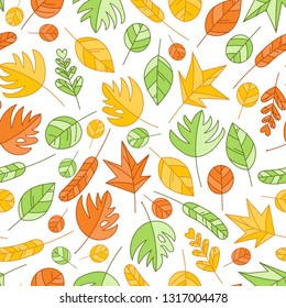 Flat design leaf seamless pattern. vector illustration for fashion, scrapbook, surface design