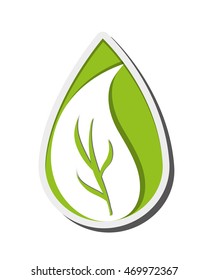 flat design leaves nature icon vector illustration