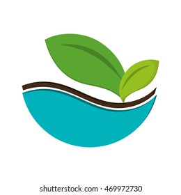 flat design leaves nature icon vector illustration