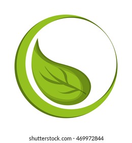 flat design leaves nature icon vector illustration