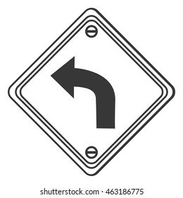 flat design left curve ahead traffic sign icon vector illustration