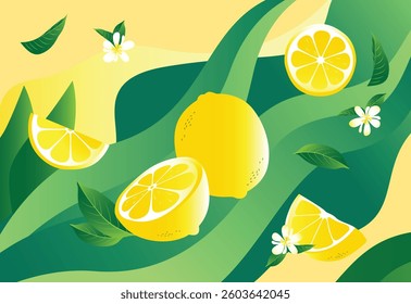 Flat design lemon fruit illustration background