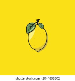 Flat design lemon on a yellow background, designed in a modern style