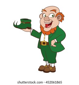 flat design leprechaun character with boots icon vector illustration