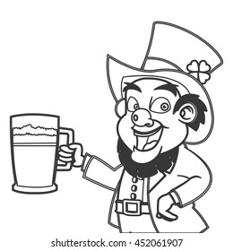 flat design leprechaun character icon vector illustration
