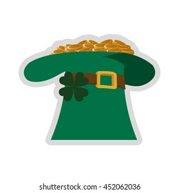 flat design leprechaun hat with gold coins icon vector illustration