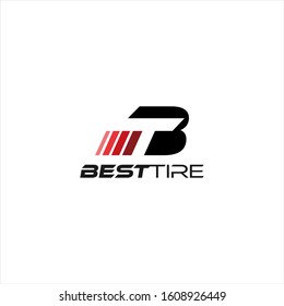 flat design with letter B / T concept for logo design racing tires and automotive  icon logo