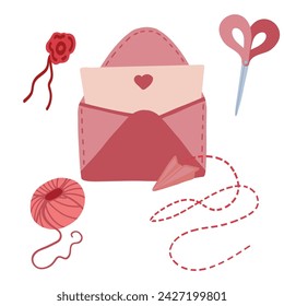 Flaches Design-Brief-Papier-Messer-Papier-Ebene-Satz