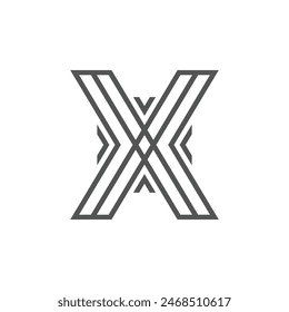 Flacher Designbuchstabe X Linearlogo-Vorlage