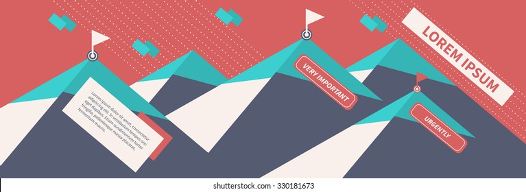 Flat design letterheads and banners. To achieve the goal; competition and success. Vector illustration