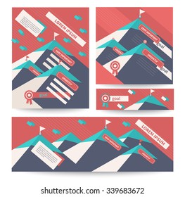 Flat design letterheads and banners. To achieve the goal; competition and success. Vector illustration