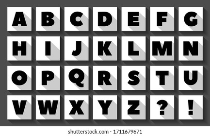 Flat Design Letters, icons alphabet with long shadow, concept background