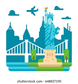 Flat design Liberty statue New York illustration vector