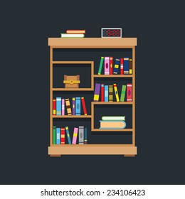 Flat design of library bookshelf illustration vector