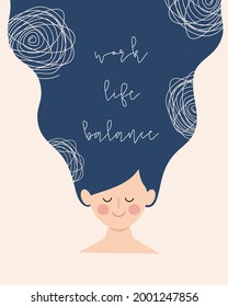 Flat design of ‘work life balance quote’.