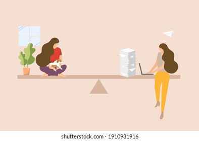 Flat design of ‘work life balance’ concept.