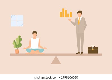 Flat design of ‘work life balance’ concept.