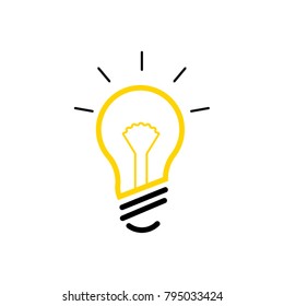 Flat design of light bulb icon. Idea concept. Outline sign of bulb. Vector illustration. Isolated.