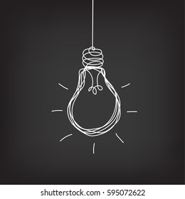 Flat design light bulb idea concept. Hand drawn idea light bulb icon. vector design