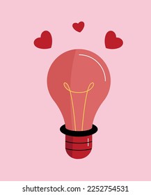  Bombilla plana de diseño con corazón de amor