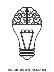 flat design lightbulb and brain icon vector illustration