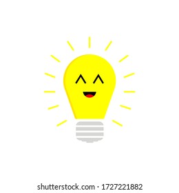 FLAT DESIGN LIGHTBULB WITH CUTE CARTOON FACE
